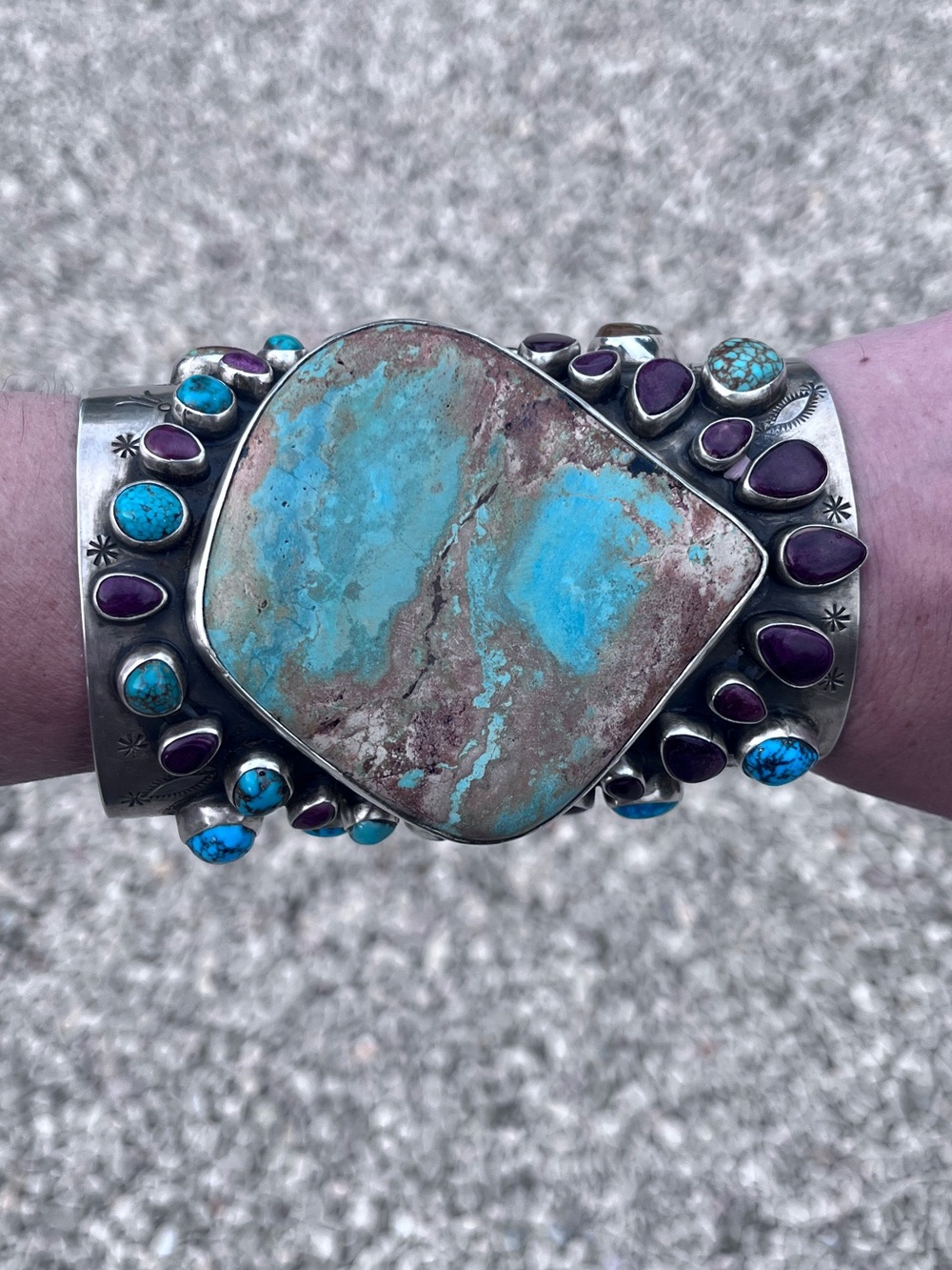 MJ GARCIA Navajo Sterling Silver Cuff - Signed